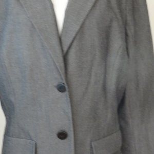 Chaus Dark Charcoal and White Tweed Classic 2-Button Blazer - Size 16